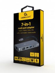   USB-C 7--1 ( 3.0/HDMI/VGA/PD//LAN Gigabit/),  Cablexpert A-CM-COMBO7-01 -  4