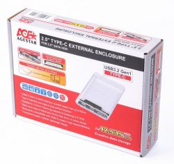 Зовнішня кишеня 2.5", USB 3.2, 12.5mm /15mm HDD/SSD, прозорий Agestar 3UB2P6C (Transparent) - Картинка 5