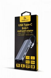   USB-C 8--1 (USB  3.0/HDMI//VGA/PD//-) Cablexpert A-CM-COMBO8-02 -  3