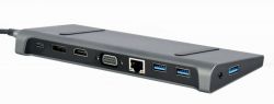   USB-C 9--1 (USB- + HDMI/VGA/PD//LAN/3.5- ),  Cablexpert A-CM-COMBO9-02 -  3