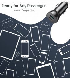 Автомобільний зарядний пристрій, 2 порти, 38Вт, QC3.0+PD (18+20Вт), чорний Choetech TC0005-BK - Картинка 5