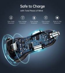 Автомобільний зарядний пристрій, 2 порти, 38Вт, QC3.0+PD (20+20Вт), чорний Choetech TC0008-BK - Картинка 7