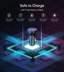 Автомобільний зарядний пристрій, 2 порти, 38Вт, QC3.0+PD (20+20Вт), чорний Choetech TC0008-BK - Картинка 8