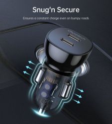 Автомобільний зарядний пристрій, 2 порти, 38Вт, QC3.0+PD (20+20Вт), чорний Choetech TC0008-BK - Картинка 10