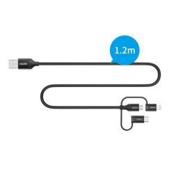  USB 2.0, MFI, AM-/Lightning/Micro/Type-C USB, 1.2  Choetech IP0030-BK -  7