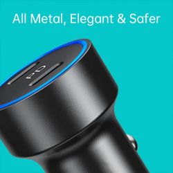 Автомобільний зарядний пристрій, 2 порти, 36Вт, PD (18+18Вт), чорний Choetech С0054-BK - Картинка 4