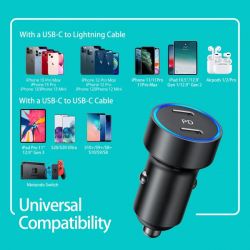 Автомобільний зарядний пристрій, 2 порти, 36Вт, PD (18+18Вт), чорний Choetech С0054-BK - Картинка 8