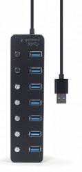Хаб на 7 портiв USB 3.0, з вимикачами, пластик\метал, чорний Gembird UHB-U3P7P-01 - Картинка 4