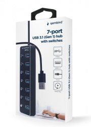 Хаб на 7 портiв USB 3.0, з вимикачами, пластик\метал, чорний Gembird UHB-U3P7P-01 - Картинка 5