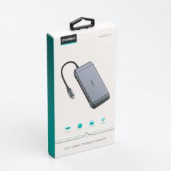 Док станція USB-C 9-в-1 (HDMI/VGA/картридер/LAN/USB-A), алюміній Choetech HUB-M15-GY - Картинка 10