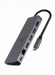 Док станція USB-C 5-в-1 (хаб/HDMI/PD / Кард рідер / LAN), сірий Cablexpert A-CM-COMBO5-05 - Картинка 3