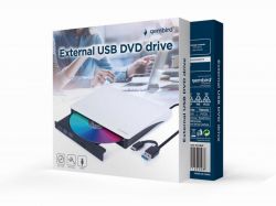 Зовнішній DVD-привід, USB 3.0 (+ Type-C), бiлий Gembird DVD-USB-03-BW - Картинка 2