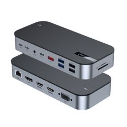   USB-C 15--1 (HDMI / PD /  / LAN / USB-A / USB-C ),  Choetech HUB-M52-GY -  3