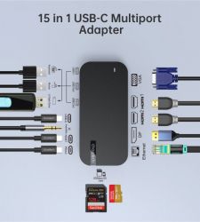   USB-C 15--1 (HDMI / PD /  / LAN / USB-A / USB-C ),  Choetech HUB-M52-GY -  11