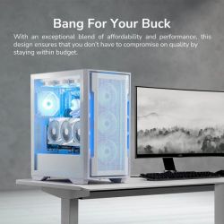 Ігровий корпус, 4*120mm ARGB вентилятори передвстановлені, ATX/mATX/mini-ITX, скляне вікно Cougar UNIFACE RGB White - Картинка 10