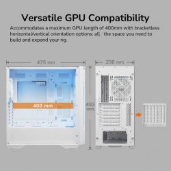 Ігровий корпус, 4*120mm ARGB вентилятори передвстановлені, ATX/mATX/mini-ITX, скляне вікно Cougar UNIFACE RGB White - Картинка 15