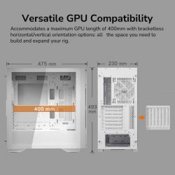 Ігровий корпус, 2*120mm вентилятори передвстановлені, ATX/mATX/mini-ITX, Type C x 1, USB3.0 x 2, Audio x1, скляне вікно Cougar UNIFACE White - Картинка 13