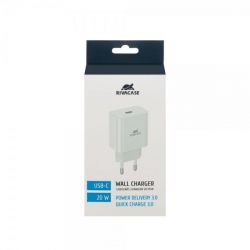 Мережевий зарядний пристрій, 1 USB Type-C, PD 20 Вт, білий RIVACASE PS4101 W00 (White) - Картинка 3