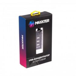 Хаб USB 2.0 Type-A на 4 порти, 5V1A зарядка в комплекті, пластик, чорний Maxxter HU2A-4P-AC-03 - Картинка 4