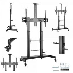 Напольна підставка для телевізора з регулюванням висоти з коліщатками, 60"-100" (до 100 кг) Gembird TVS-100T-02 - Картинка 11