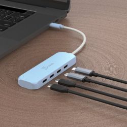Хаб USB 3.2, 10Gbps, USB-С на 4 USB-С, блакитний J5create JCH345EC-N - Картинка 5