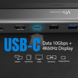 Док станція USB-C 12-в-1 (HDMI/DP/PD/USB-A/USB-C/LAN/картридер/аудіо) J5create JCD554-N - Картинка 10