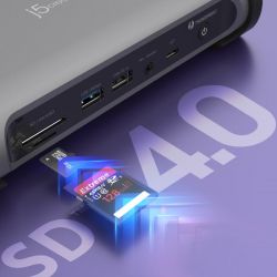 Док станція USB-C 15-в-1 (HDMI/DP/PD/USB-A/USB-C/LAN/картридер/аудіо) J5create JTD568-EN - Картинка 9