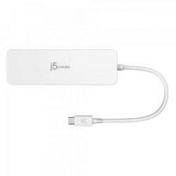 Мультиадаптер USB-C 6-в-1 (хаб/HDMI/картридер/аудіо), білий J5create JCD373-N - Картинка 3