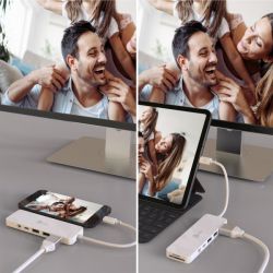 Мультиадаптер USB-C 6-в-1 (хаб/HDMI/картридер/аудіо), білий J5create JCD373-N - Картинка 7