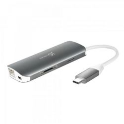 Док станція USB-C 9-в-1 (хаб/HDMI/PD/картридер), сірий J5create JCD383-N - Картинка 2