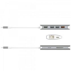 Док станція USB-C 9-в-1 (хаб/HDMI/PD/картридер), сірий J5create JCD383-N - Картинка 3
