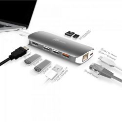 Док станція USB-C 9-в-1 (хаб/HDMI/PD/картридер), сірий J5create JCD383-N - Картинка 8