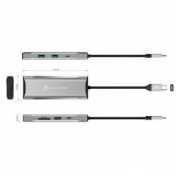 Док станція USB-C 10Gbps, 7-в-1 (хаб/HDMI/PD/картридер), сірий J5create JCD393-N - Картинка 6