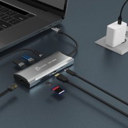 Док станція USB-C 10Gbps, 7-в-1 (хаб/HDMI/PD/картридер), сірий J5create JCD393-N - Картинка 7