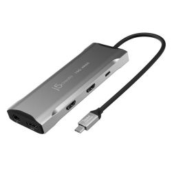 Мультиадаптер USB-C 10Gbps, 9-в-1 (хаб/HDMI/DP/PD/LAN/картридер), сірий J5create JCD397-N - Картинка 2