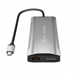 Мультиадаптер USB-C 10Gbps, 9-в-1 (хаб/HDMI/DP/PD/LAN/картридер), сірий J5create JCD397-N - Картинка 3
