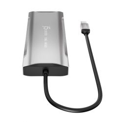 Мультиадаптер USB-C 10Gbps, 9-в-1 (хаб/HDMI/DP/PD/LAN/картридер), сірий J5create JCD397-N - Картинка 4