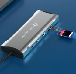 Мультиадаптер USB-C 10Gbps, 9-в-1 (хаб/HDMI/DP/PD/LAN/картридер), сірий J5create JCD397-N - Картинка 9