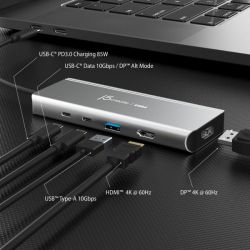 Мультиадаптер 7-в-1 (хаб/HDMI/DP/PD/картридер), сірий J5create JCD401-N - Картинка 4