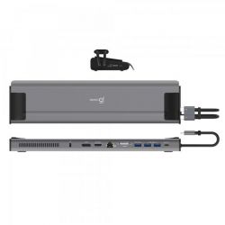 Док станція USB-C 10Gbps, 12-в-1 (слот M2 NVMe/хаб/HDMI/DP/PD/картридер/LAN), сірий J5create JCD552-N - Картинка 3