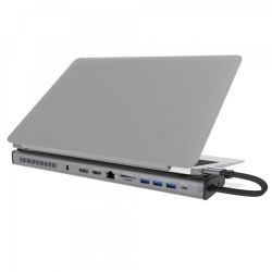 Док станція USB-C 10Gbps, 12-в-1 (слот M2 NVMe/хаб/HDMI/DP/PD/картридер/LAN), сірий J5create JCD552-N - Картинка 4