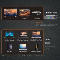 Кабель USB-C на HDMI, 8K 60 Гц, LED RGB 1.8 м J5create JCC157-N - Картинка 11