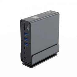 Док станція USB-C 15-в-1 (USB-хаб + HDMI/DP/PD/картридер/LAN/3.5-мм аудіо), сірий Cablexpert A-CF-COMBO15-01 - Картинка 4