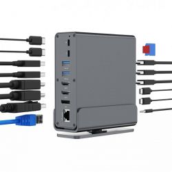 Док станція USB-C 15-в-1 (USB-хаб + HDMI/DP/PD/картридер/LAN/3.5-мм аудіо), сірий Cablexpert A-CF-COMBO15-01 - Картинка 9