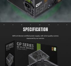 GAMEMAX Блок живлення ATX 550W, 80+ Bronze, 140mm Ultra Si lent Fan OVP / UVP/ SIP / OCP/ OLP/ OPP/ SCP GP 550B - Картинка 20