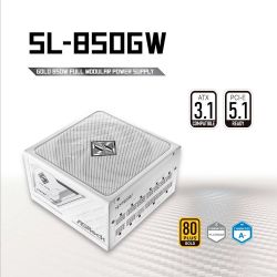 ASROCK ���� �������� 850W, 80 Pluse GOLD, PCIe 5.1 & ATX3 .1, Fully Modular, Native 12V-2x6, 135mm Fan, Whit SL-850GW - �������� 9