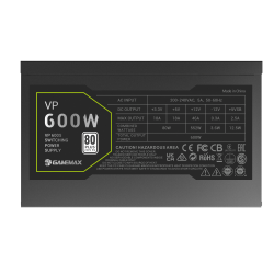 GAMEMAX Блок живлення 600W, 80+ Bronze, fan 120mm PCIe 5. 1 & ATX3.1, Native 12V-2x6 OPP/OVP/UVP/OCP/SCP/OT VP 600S BK - Картинка 7
