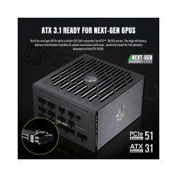 GAMEMAX Блок живлення ATX 3.1 & PCIe5.1_ 1200W, 80+ Platin um,135mm,fully modular ,Japanese 105°C and solid c Lion core 1200P - Картинка 5