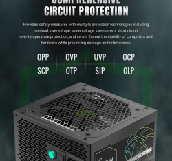 GAMEMAX Блок живлення 700W, 80+ Bronze, fan 120mm PCIe 5. 1 & ATX3.1, Native 12V-2x6 OPP/OVP/UVP/OCP/SCP/OT VP 700S BK - Картинка 22
