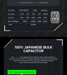 GAMEMAX Блок живлення ATX 1250W, 80+ Platinum ,fan 135mm,f ully modular OTP, OCP, SCP, OVP, UVP, OPP GX-1250 PRO BK(ATX3.1PCIe5.1) - Картинка 19